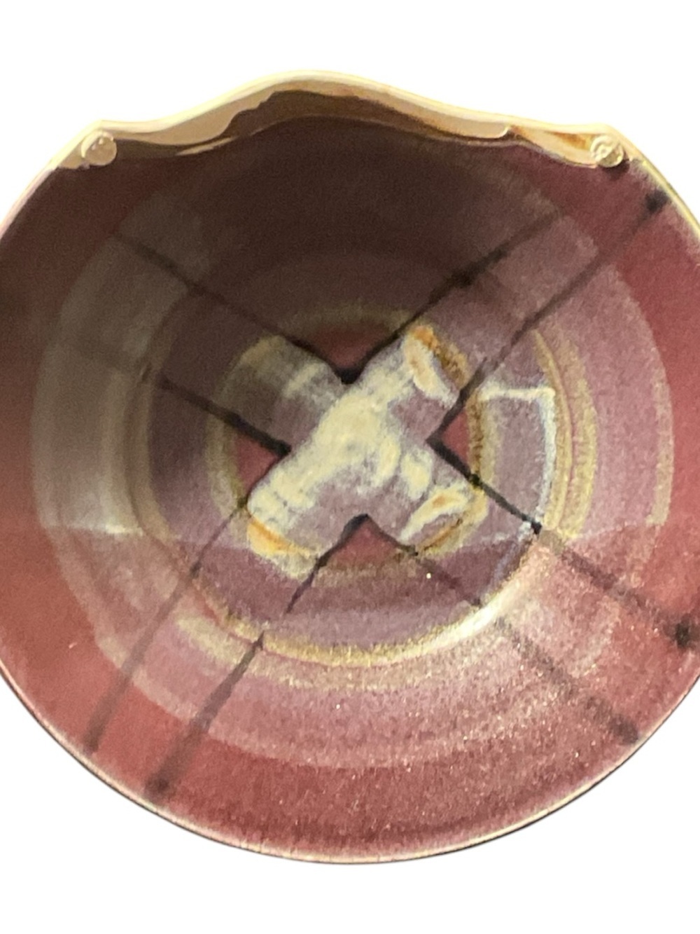 Handcrafted McKee Pottery Maroon Ceramic Decorative Bowl by